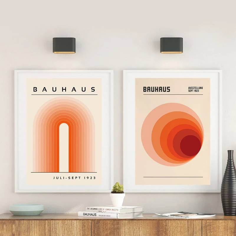 Home Decor Orange - Arancione Bauhaus Stampe d'arte retrò Mostra