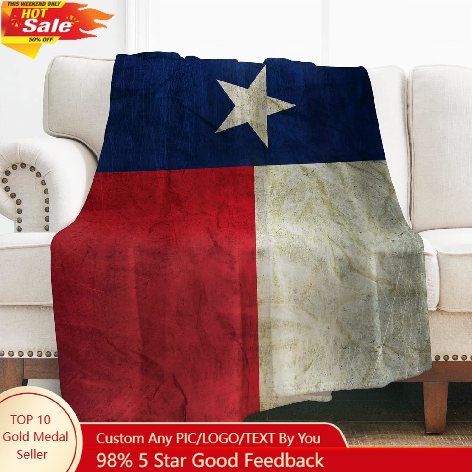 Home Decor Sofa - Levens Texas Flag Coperta da tiro