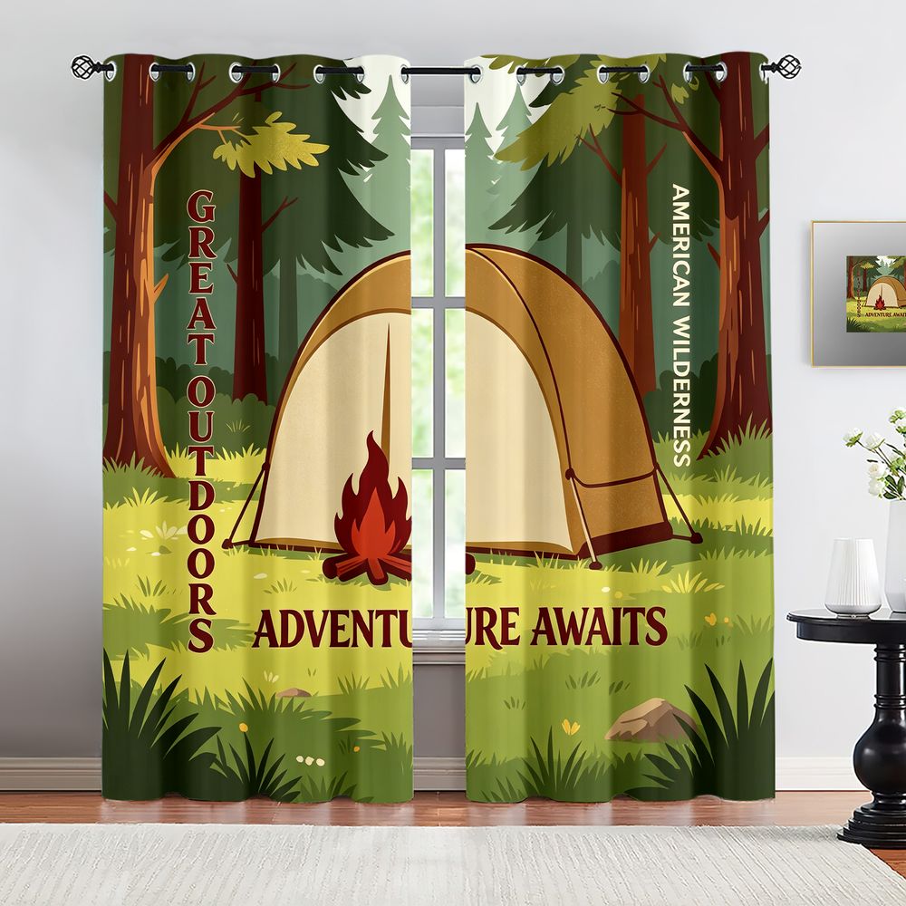 Blackout Curtains - Tende con Stampa Scenari di Campeggio,