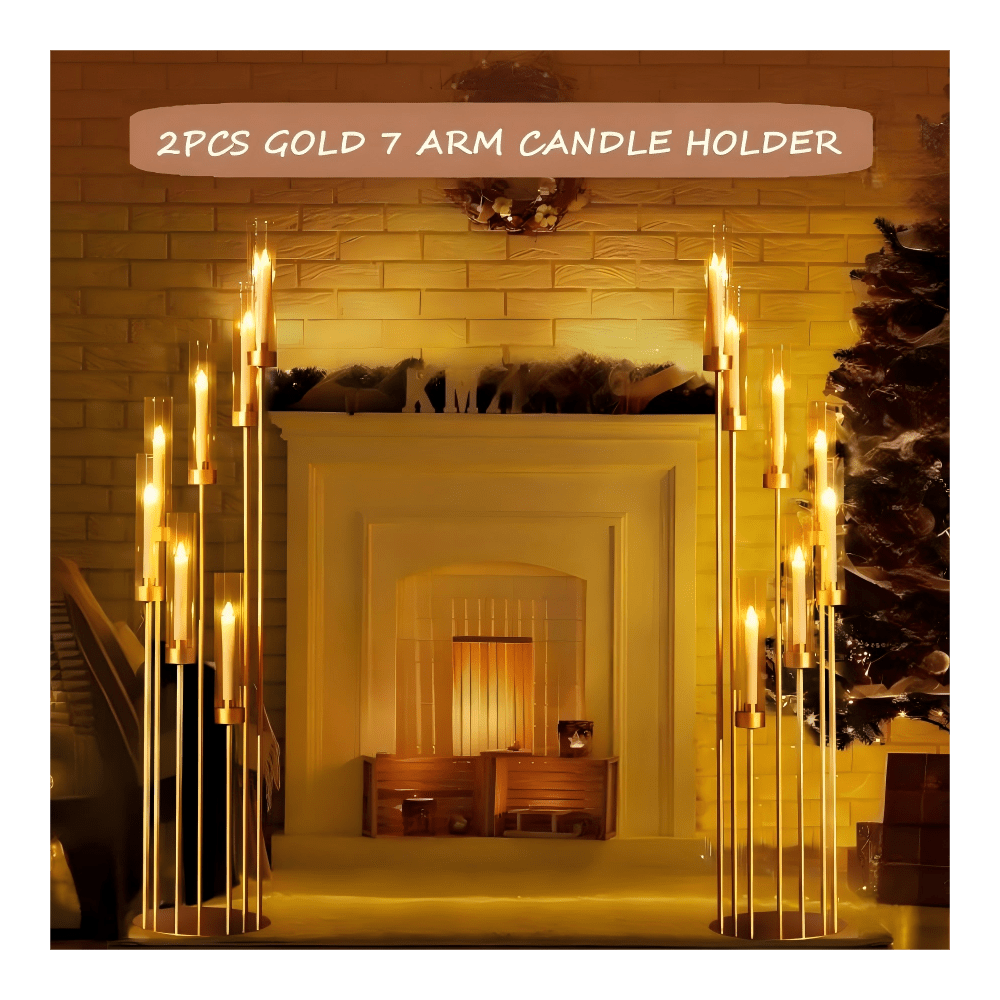 Home Decor Gold - 2 Pezzi Candelabri da Terra Dorati