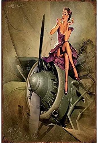 Home Decor Store - Targa Vintage in Metallo con Pin-up