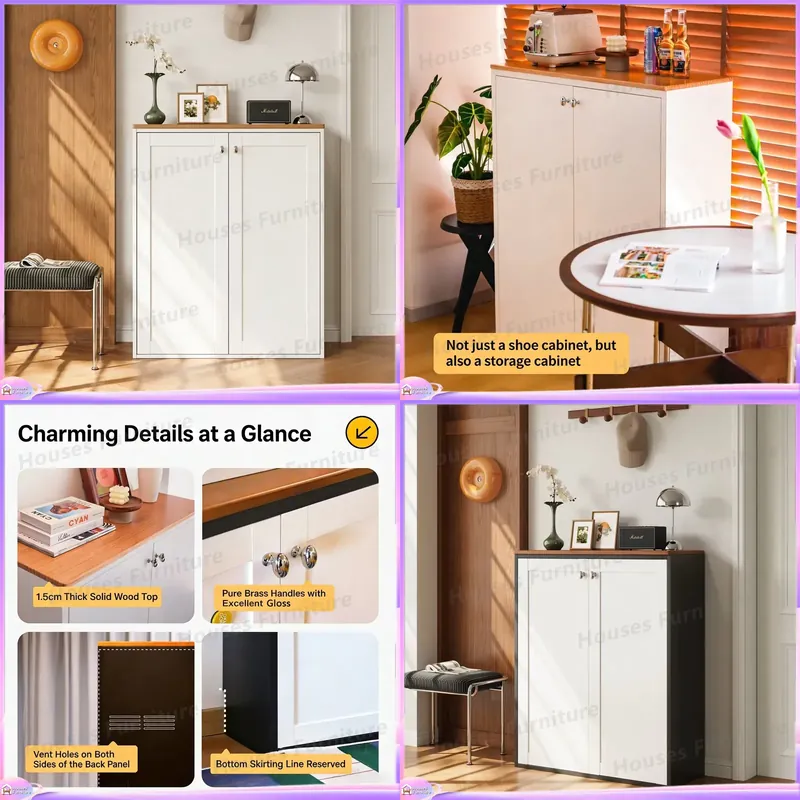 Home Decor Furniture - Mobiletto Portascarpe Moderno con Ripiani Regolabili,