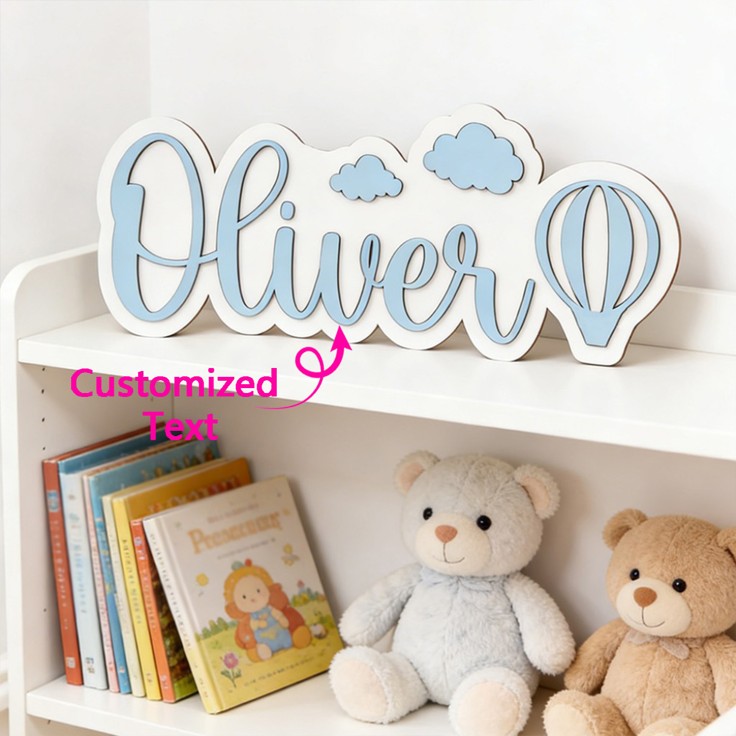 Home Decor Zone - Insegna Personalizzata per Cameretta con Mongolfiera