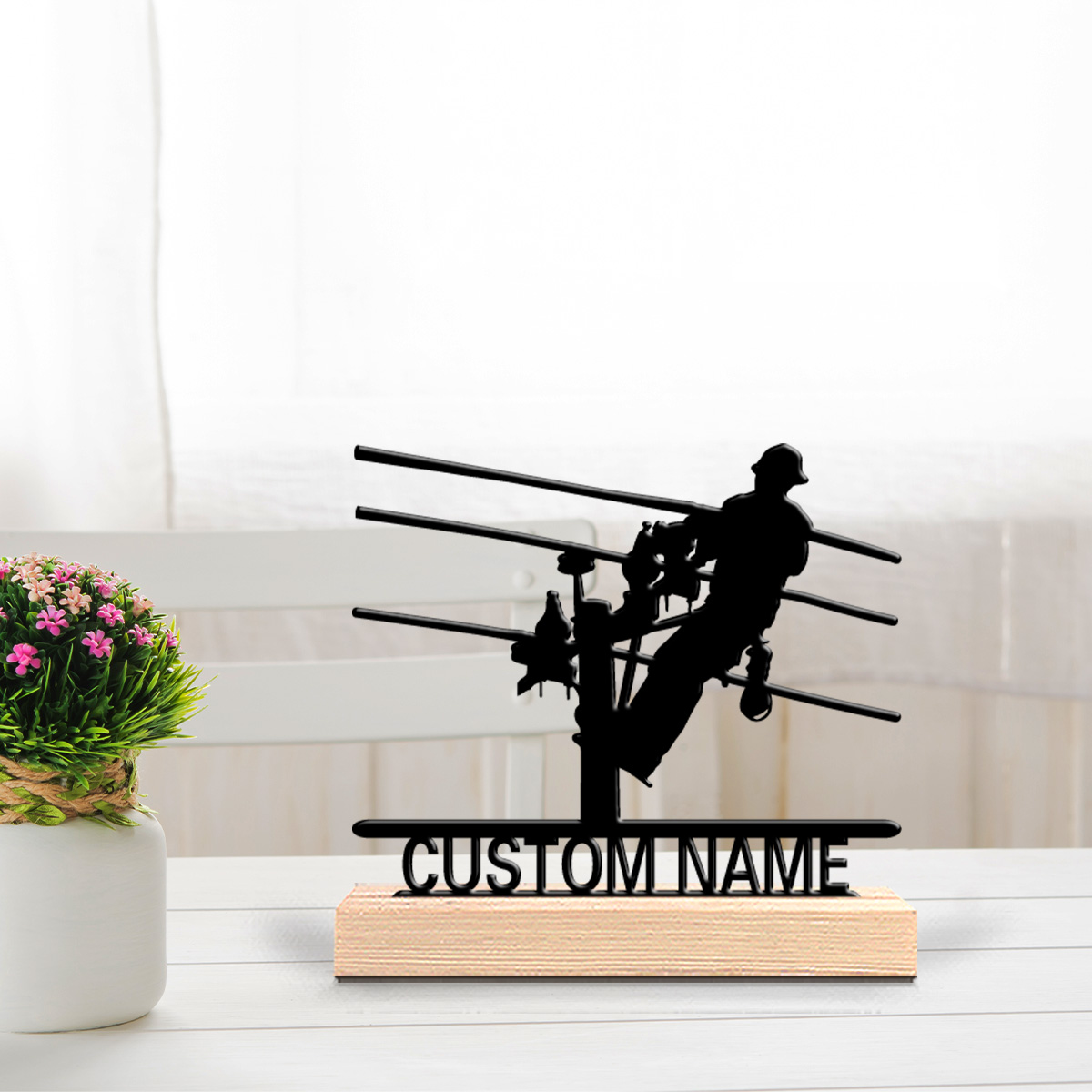 Home Decor Zone - Statua in Metallo Personalizzata per Elettricisti,