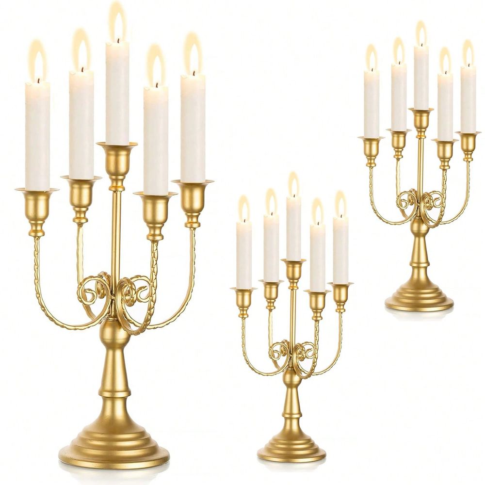 Home Decor Gold - Confezione di Candelabri Dorati da 11,8