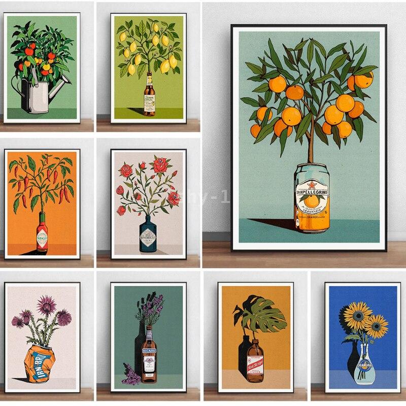 Home Decor Orange - Arte Murale Moderna con Motivi di